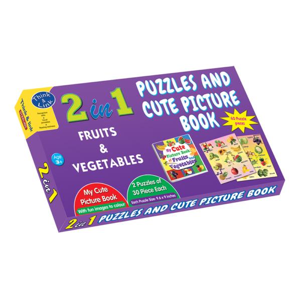 2 in 1  Puzzles - Puzzles and Cute Picture Book - Fruits and Vegetables